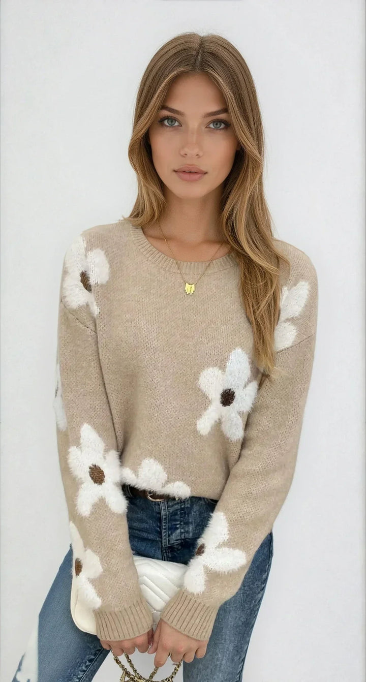 Women's Floral Crew-Neck Sweater