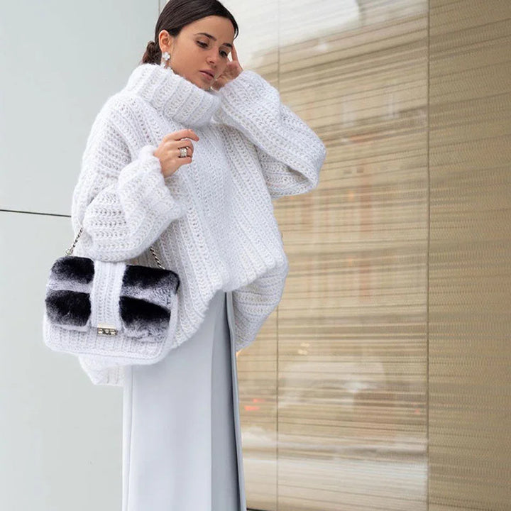 Women's turtleneck sweater with comfortable wide sleeves
