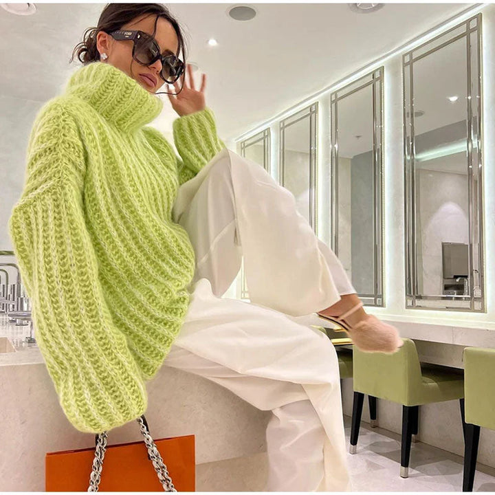 Women's turtleneck sweater with comfortable wide sleeves