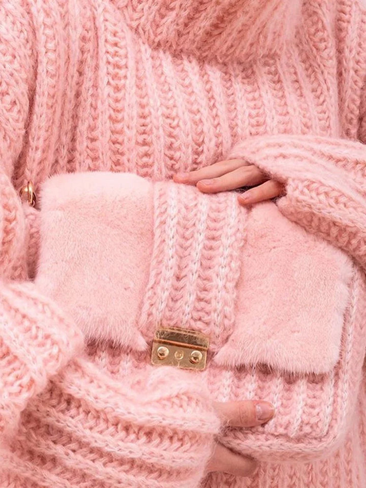Women's turtleneck sweater with comfortable wide sleeves