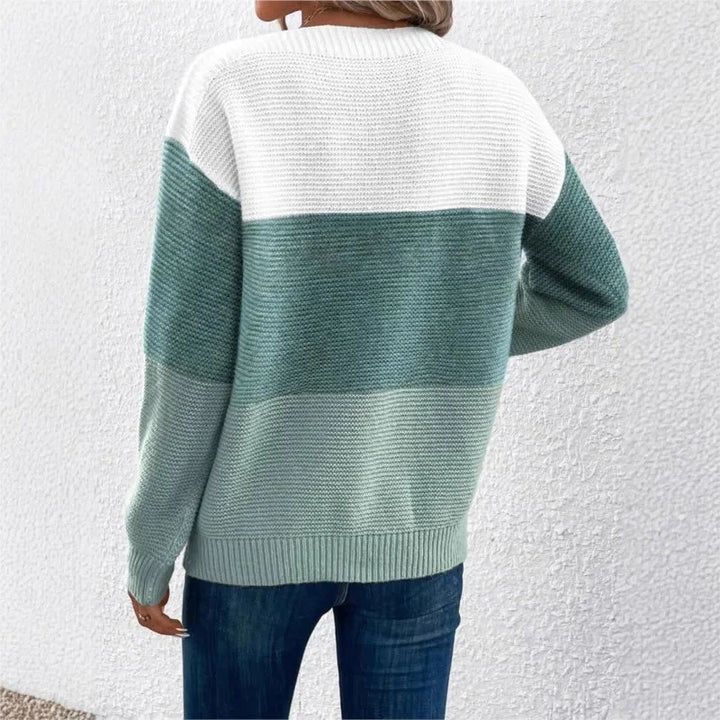 Tricolor Women's Patchwork-Knit Sweater