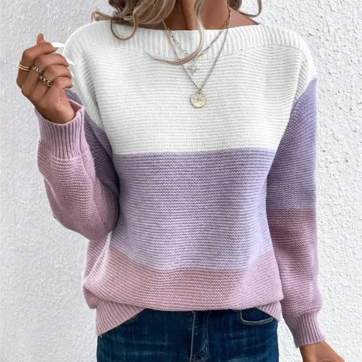 Tricolor Women's Patchwork-Knit Sweater