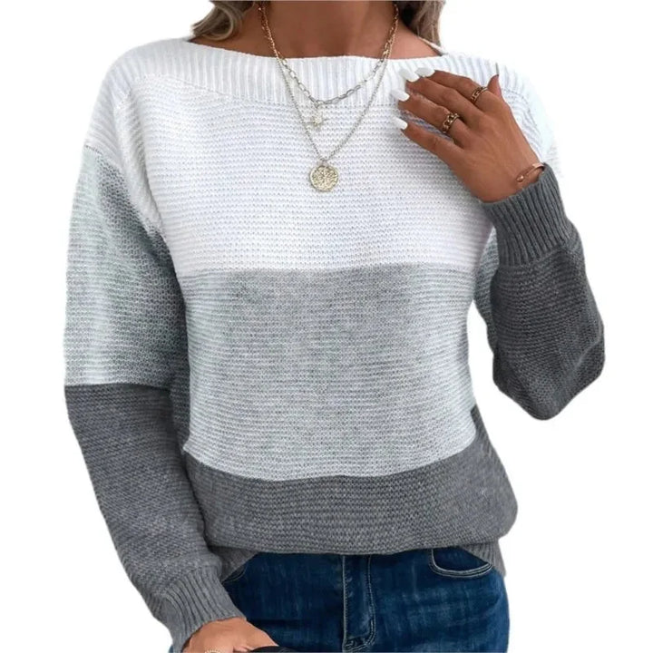 Tricolor Women's Patchwork-Knit Sweater