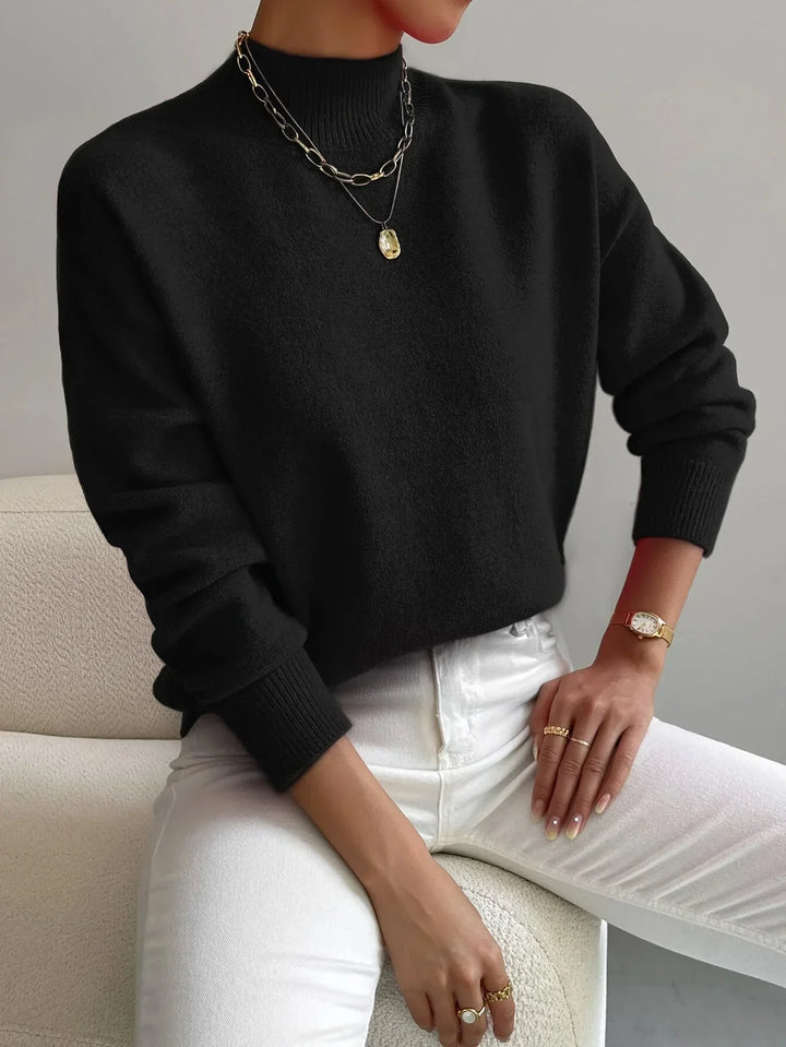 Women's Sweater with mock neck, stretch fabric and long sleeves