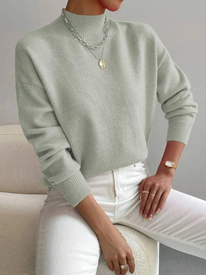 Women's Sweater with mock neck, stretch fabric and long sleeves