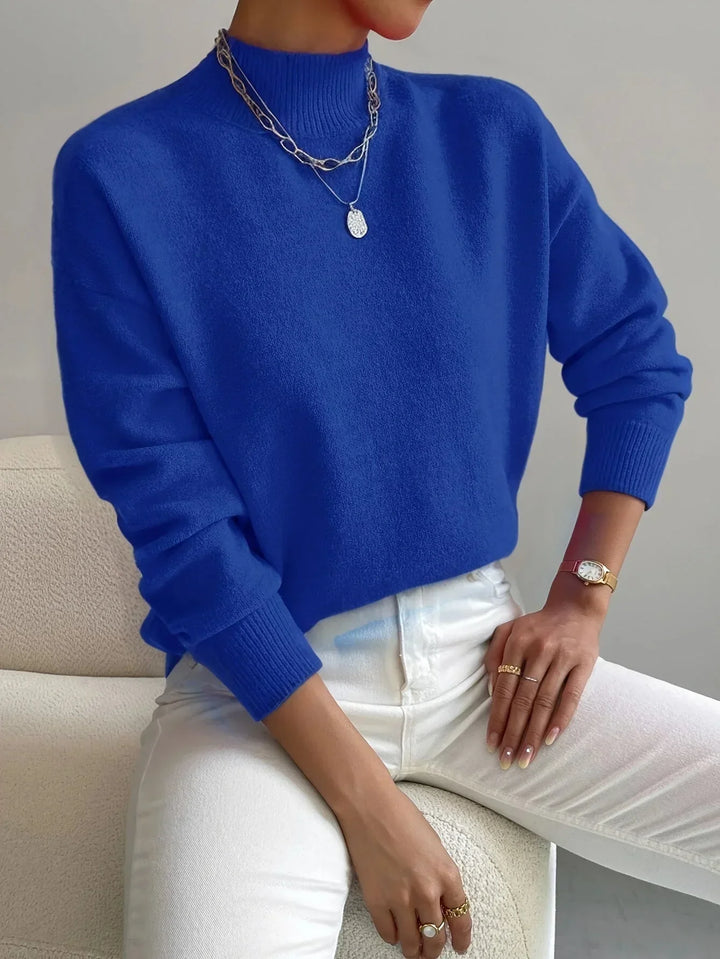 Women's Sweater with mock neck, stretch fabric and long sleeves