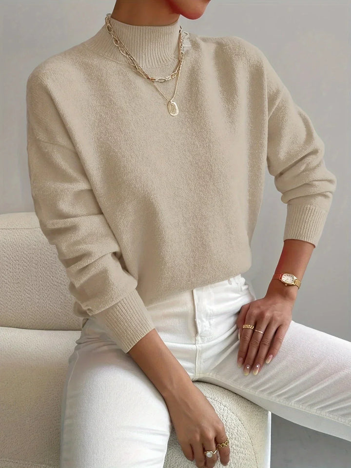 Women's Sweater with mock neck, stretch fabric and long sleeves
