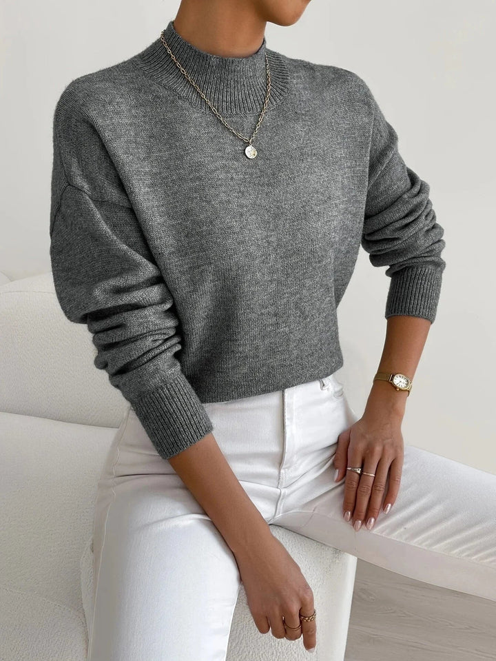 Women's Sweater with mock neck, stretch fabric and long sleeves