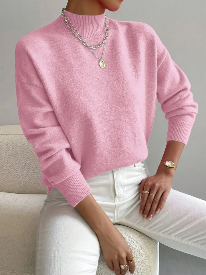 Women's Sweater with mock neck, stretch fabric and long sleeves