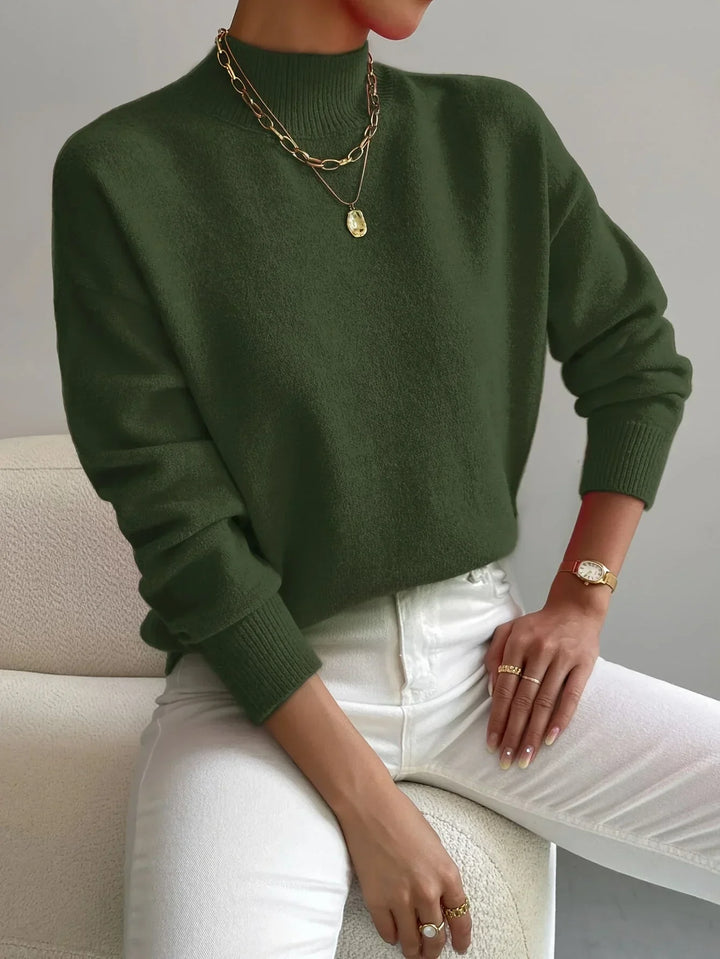 Women's Sweater with mock neck, stretch fabric and long sleeves