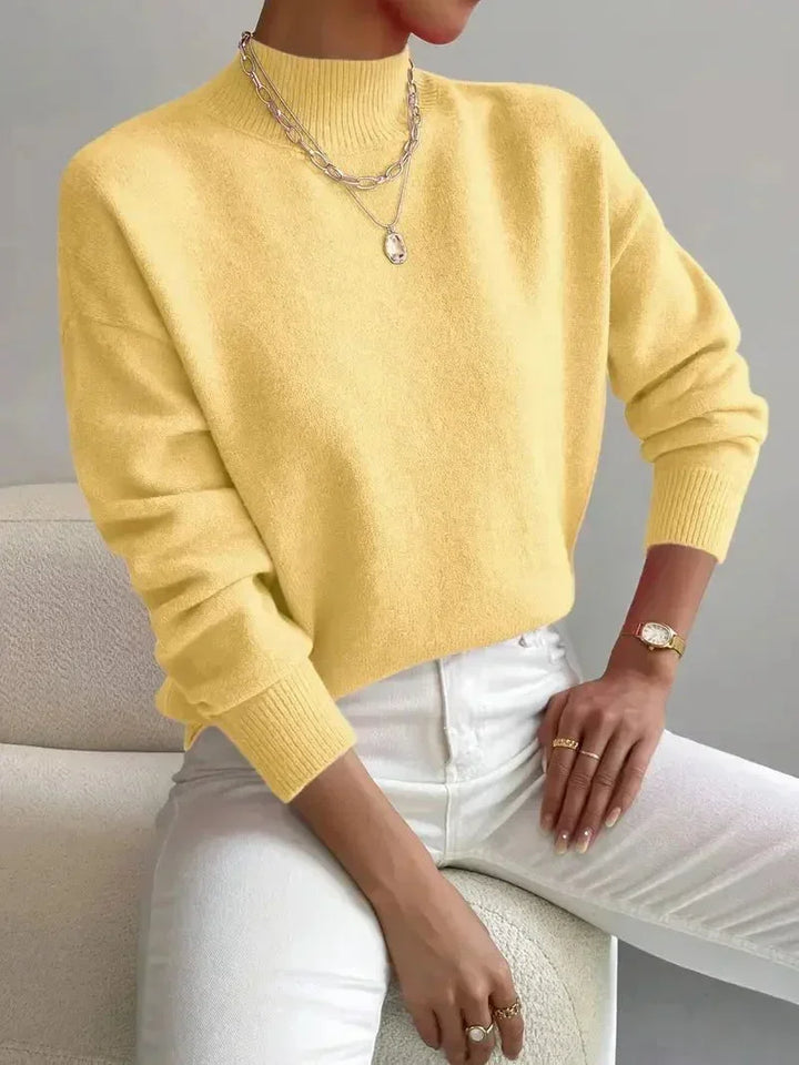 Women's Sweater with mock neck, stretch fabric and long sleeves