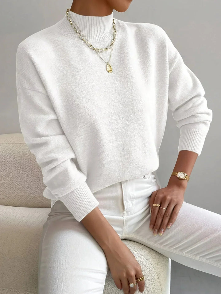 Women's Sweater with mock neck, stretch fabric and long sleeves