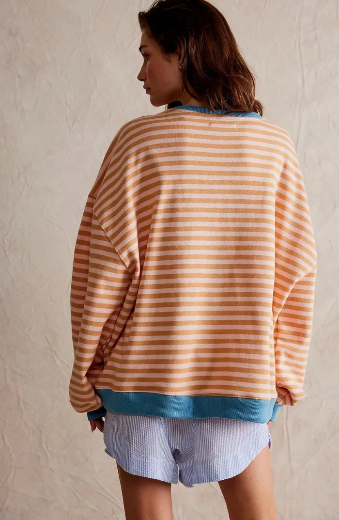 Casual striped sweater for women with a loose fit