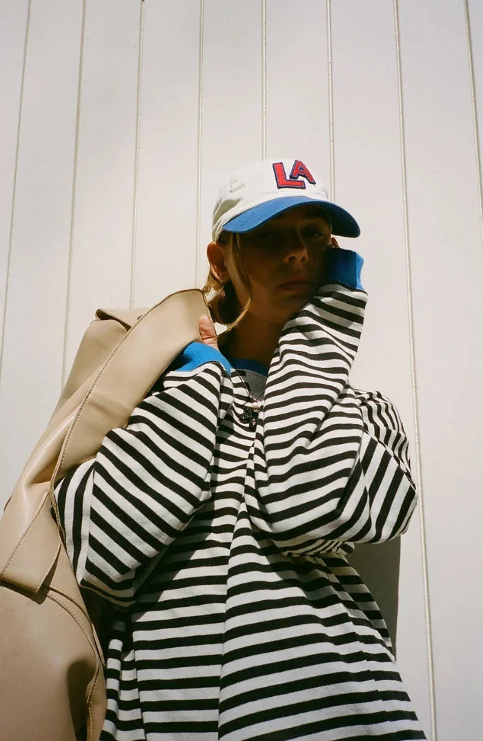 Casual striped sweater for women with a loose fit