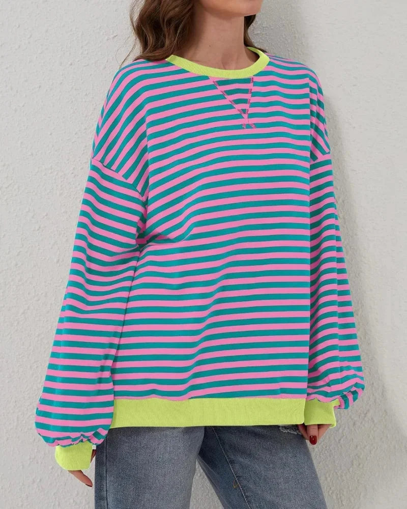Oversized striped sweater for women, casual style