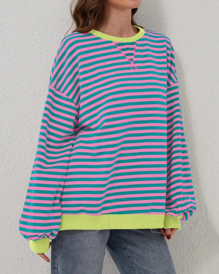 Oversized striped sweater for women, casual style