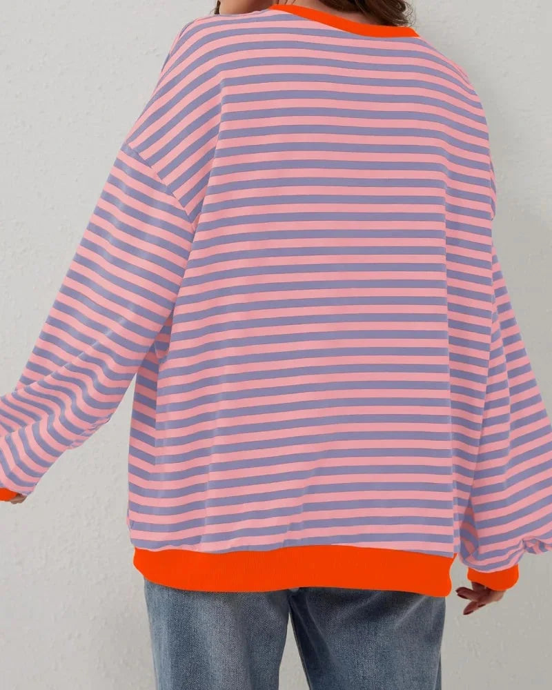 Oversized striped sweater for women, casual style