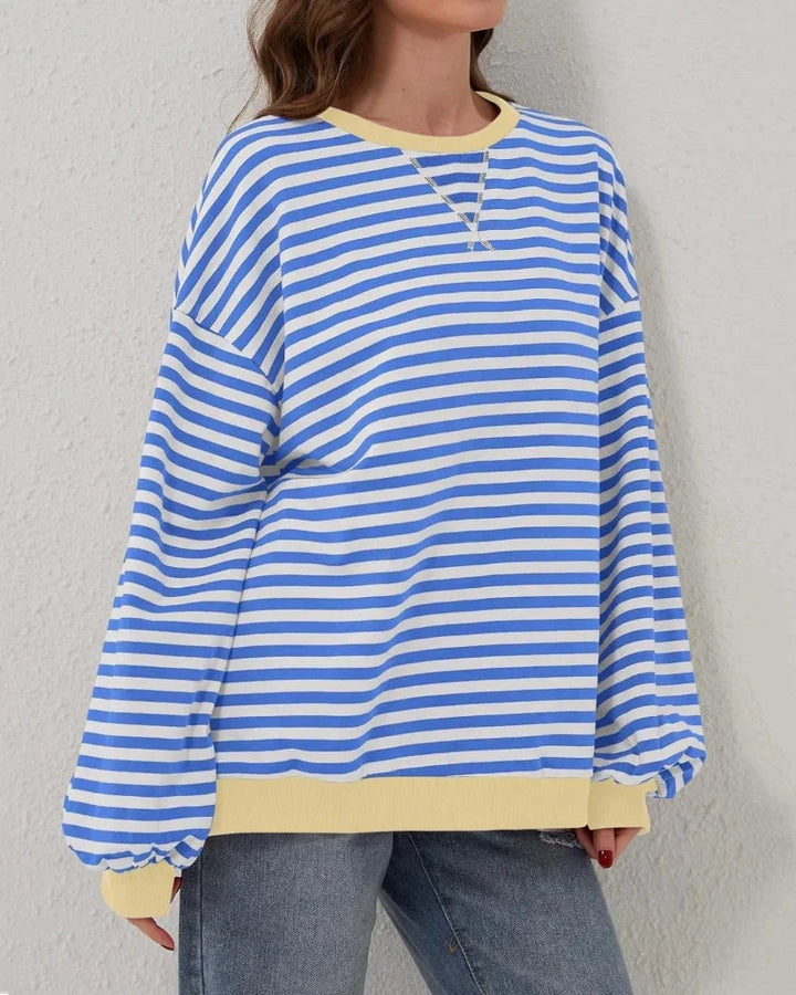 Oversized striped sweater for women, casual style