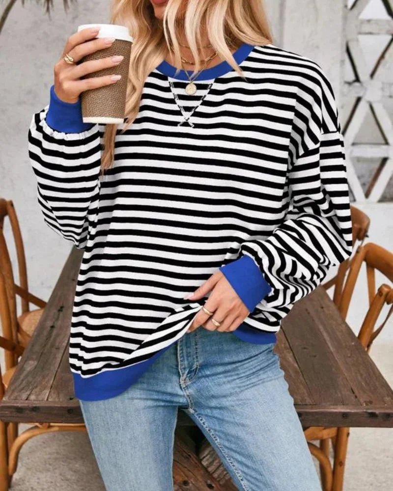 Oversized striped sweater for women, casual style
