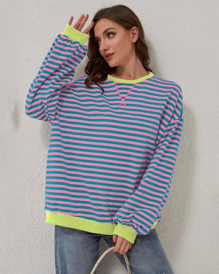 Oversized striped sweater for women, casual style
