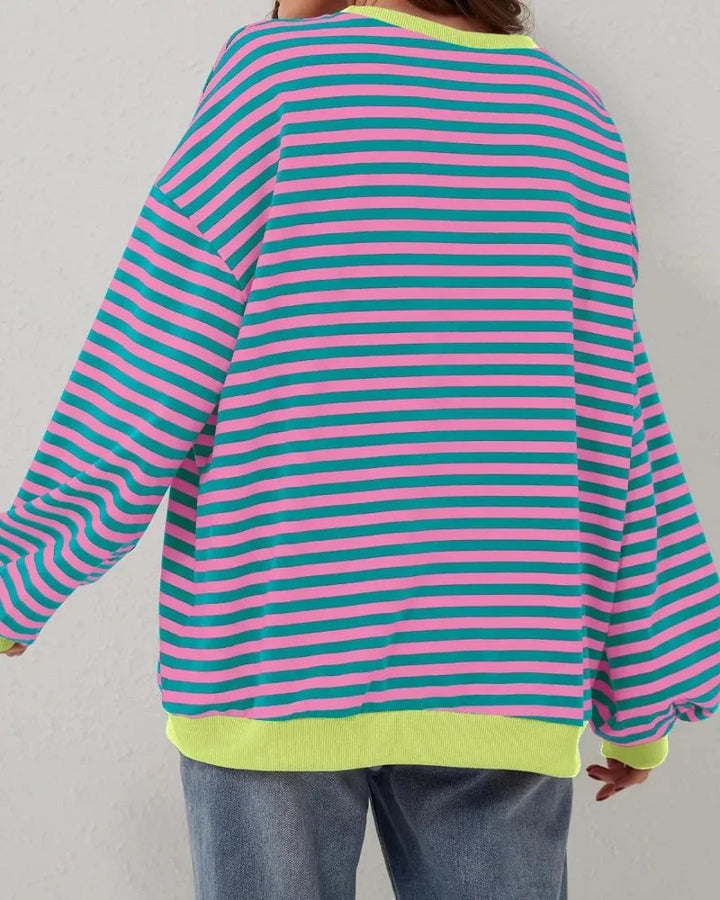 Oversized striped sweater for women, casual style