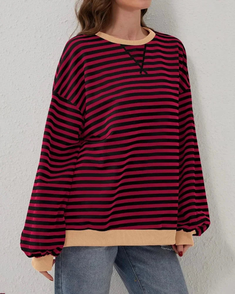Oversized striped sweater for women, casual style
