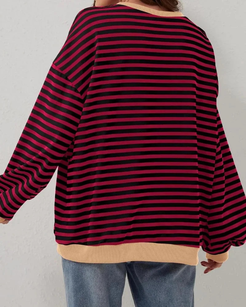 Oversized striped sweater for women, casual style