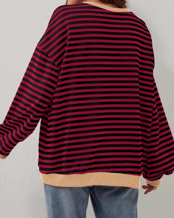 Oversized striped sweater for women, casual style