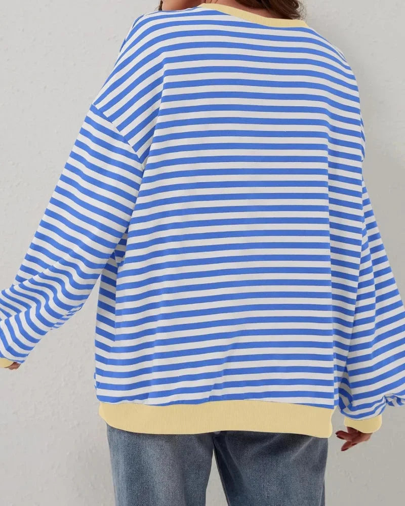 Oversized striped sweater for women, casual style