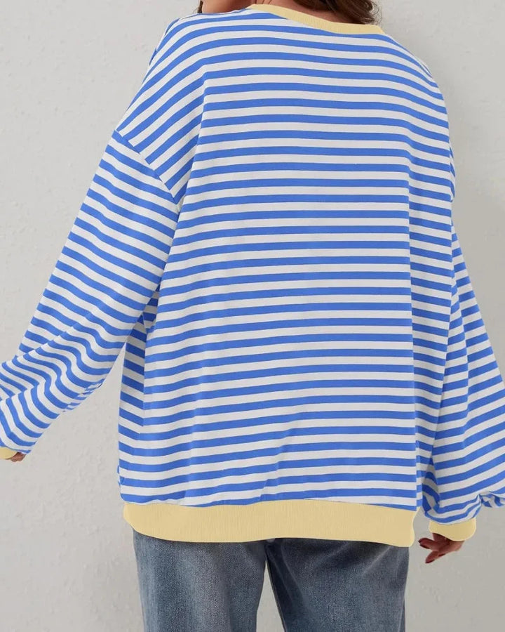 Oversized striped sweater for women, casual style