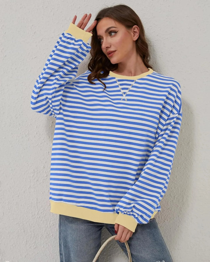 Oversized striped sweater for women, casual style