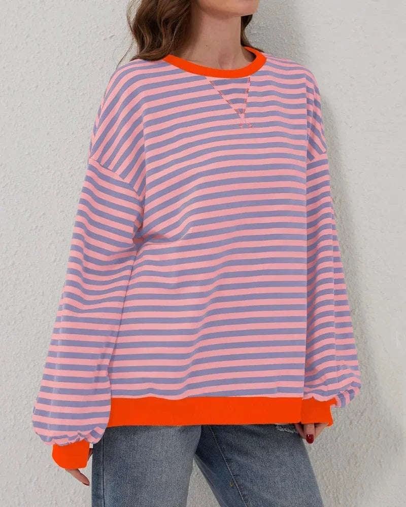 Oversized striped sweater for women, casual style