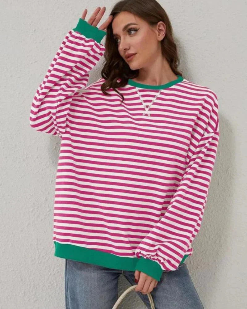 Oversized striped sweater for women, casual style