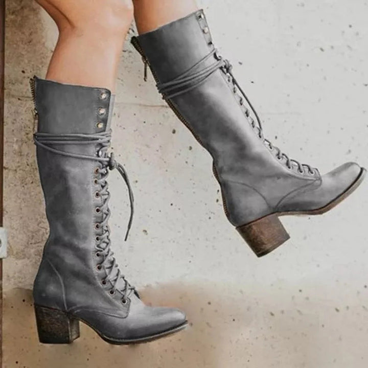Raquel | Women's High-Cut Leather Lace-Up Cowboy Boots