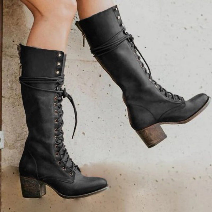 Raquel | Women's High-Cut Leather Lace-Up Cowboy Boots