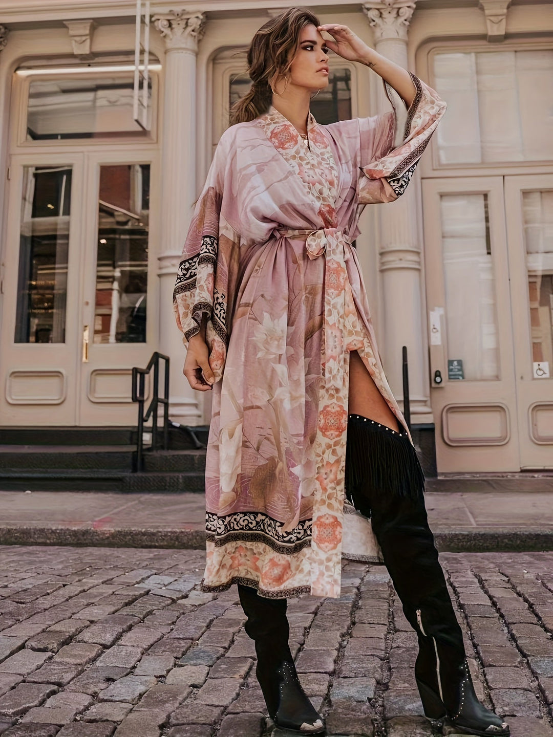 Floral Motif Kimono Jacket - Ava