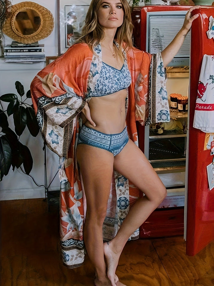 Floral Motif Kimono Jacket - Ava