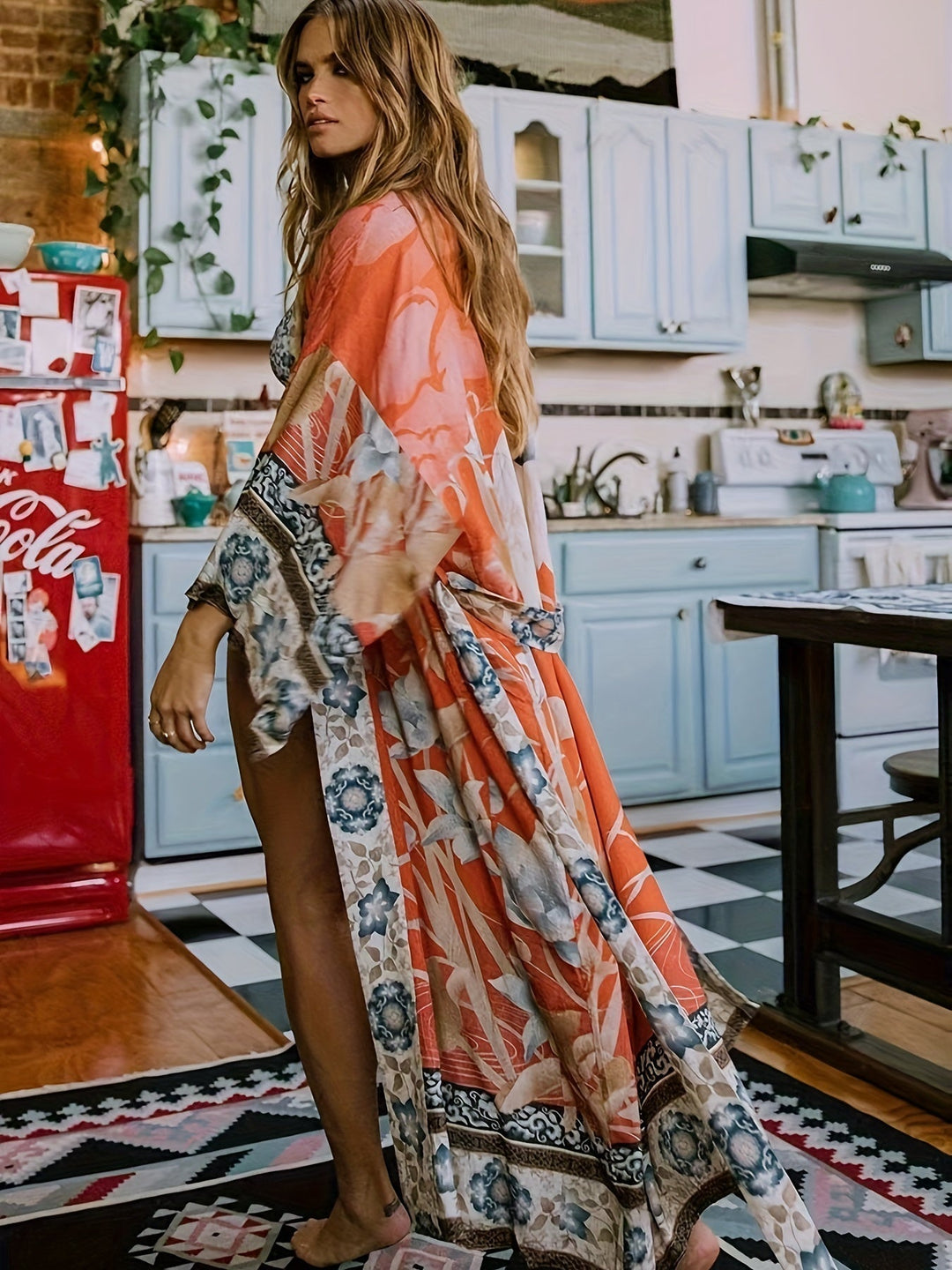 Floral Motif Kimono Jacket - Ava