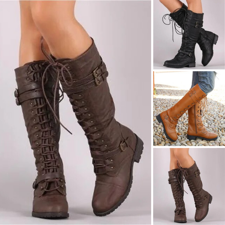 Vintage-Inspired Lace-Up Ankle Boots - Maddie
