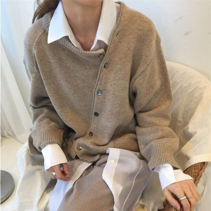 Button-Front Cardigan Sweater for Women