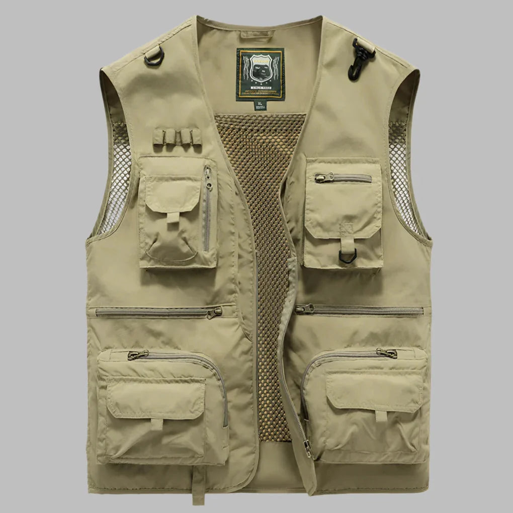 Men's Lightweight Multi-Pocket Utility Vest | Water-Repellent Travel Gilet | Breathable Summer Outdoor Bodywarmer