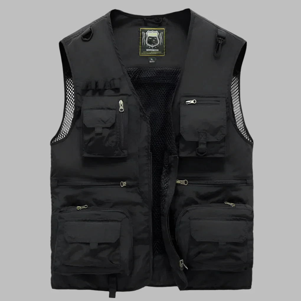 Men's Lightweight Multi-Pocket Utility Vest | Water-Repellent Travel Gilet | Breathable Summer Outdoor Bodywarmer