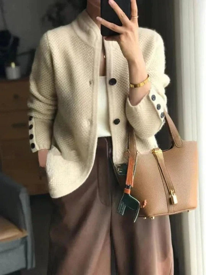 Sofía | Women’s Cashmere Button-Front Round-Neck Cardigan