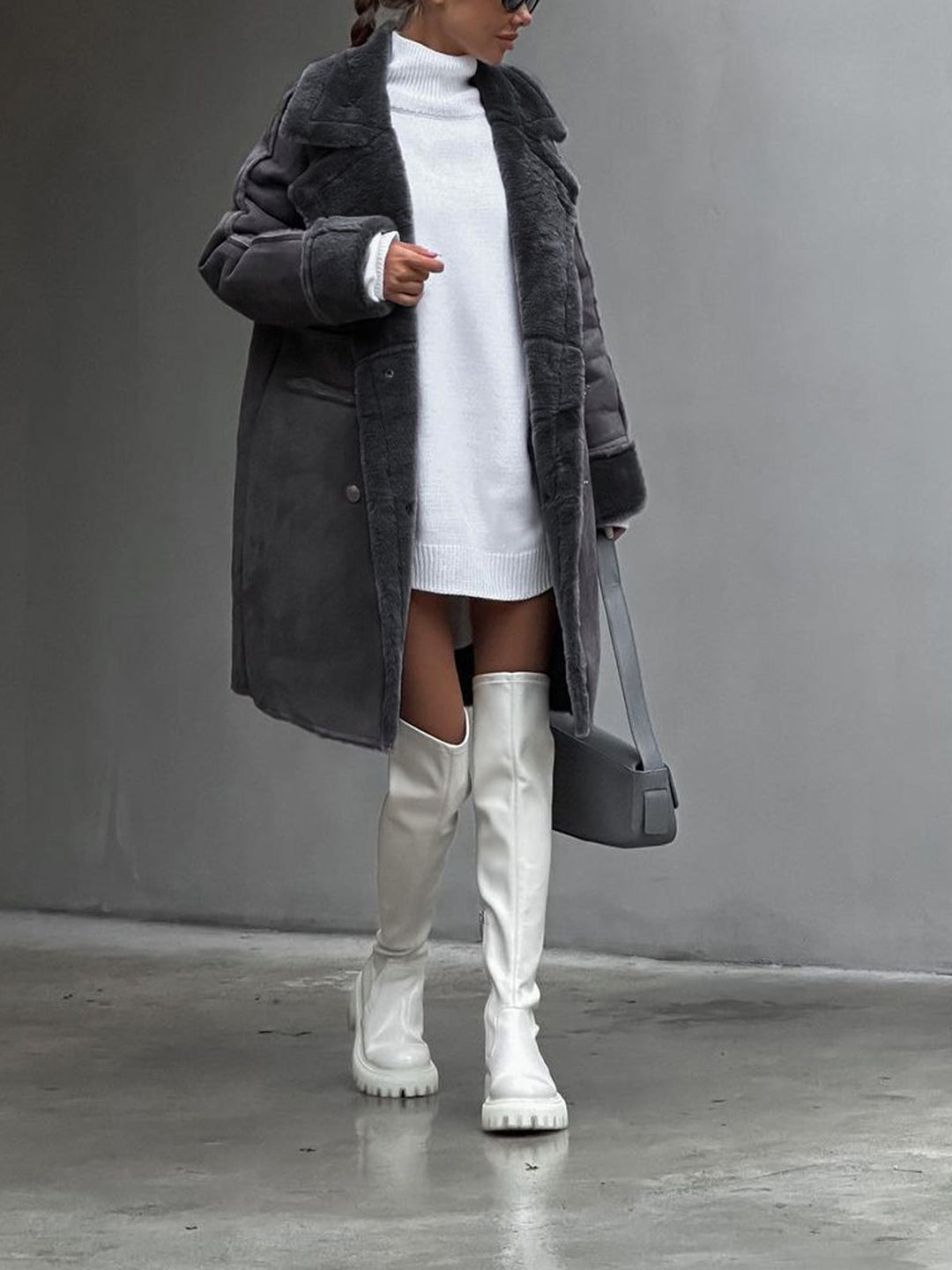 Chic Long Fleece Coat for Women - Mia
