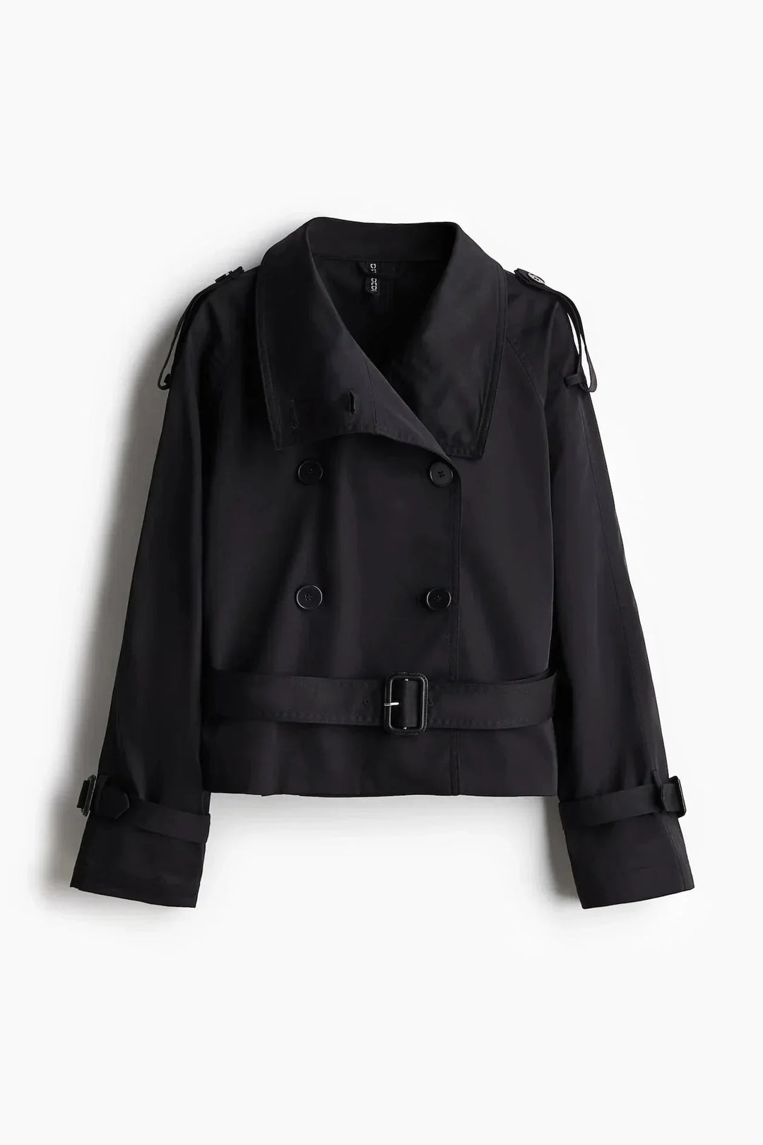 Women's Trench Coat with Stand-Up Collar and Tied Belt