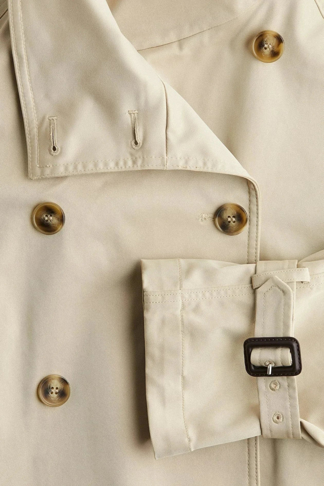 Women's Trench Coat with Stand-Up Collar and Tied Belt