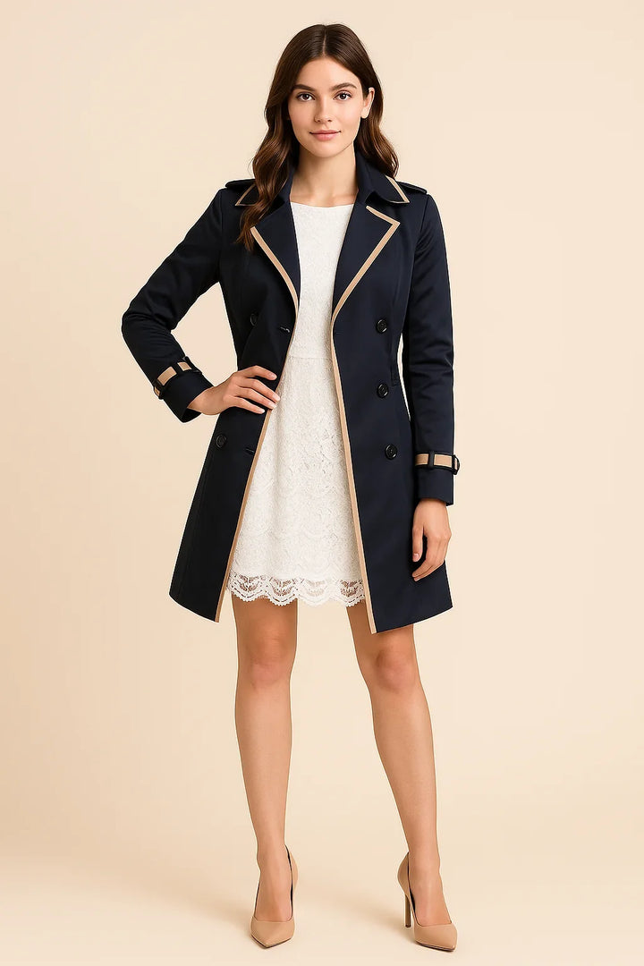 Women's double-breasted trench coat, chic and modern