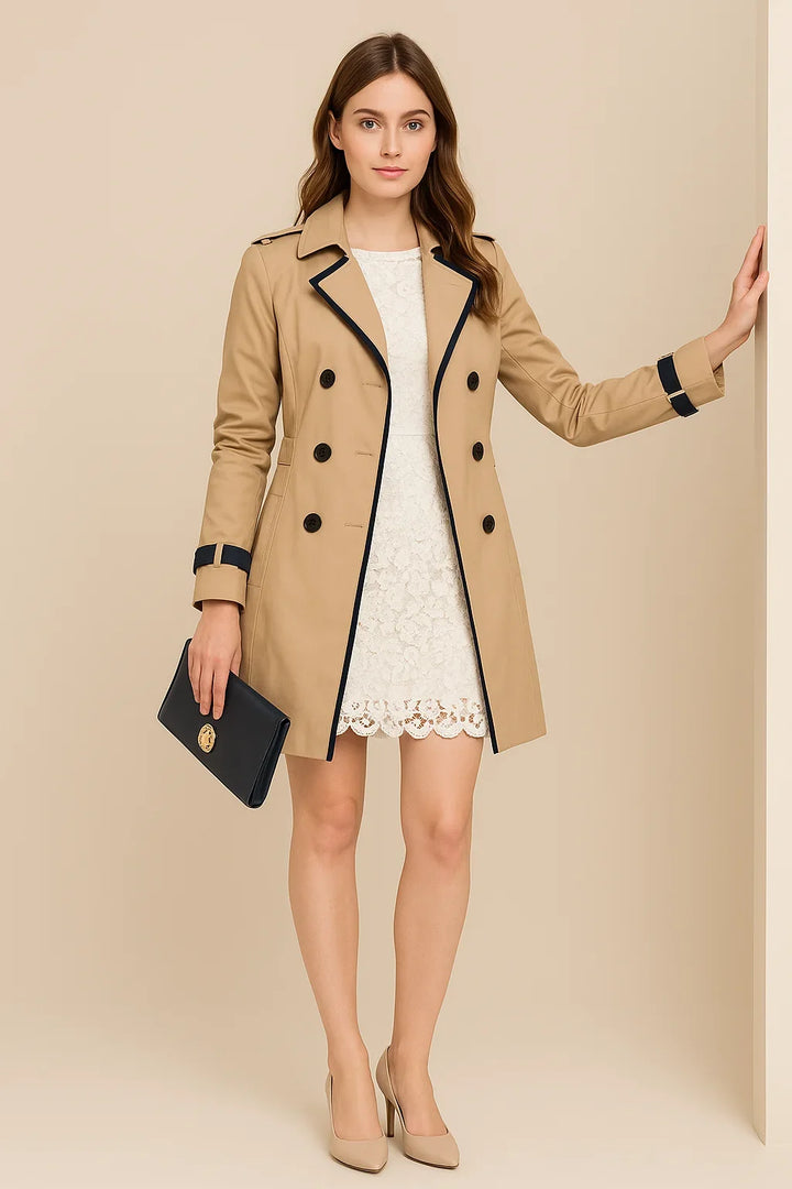 Women's double-breasted trench coat, chic and modern