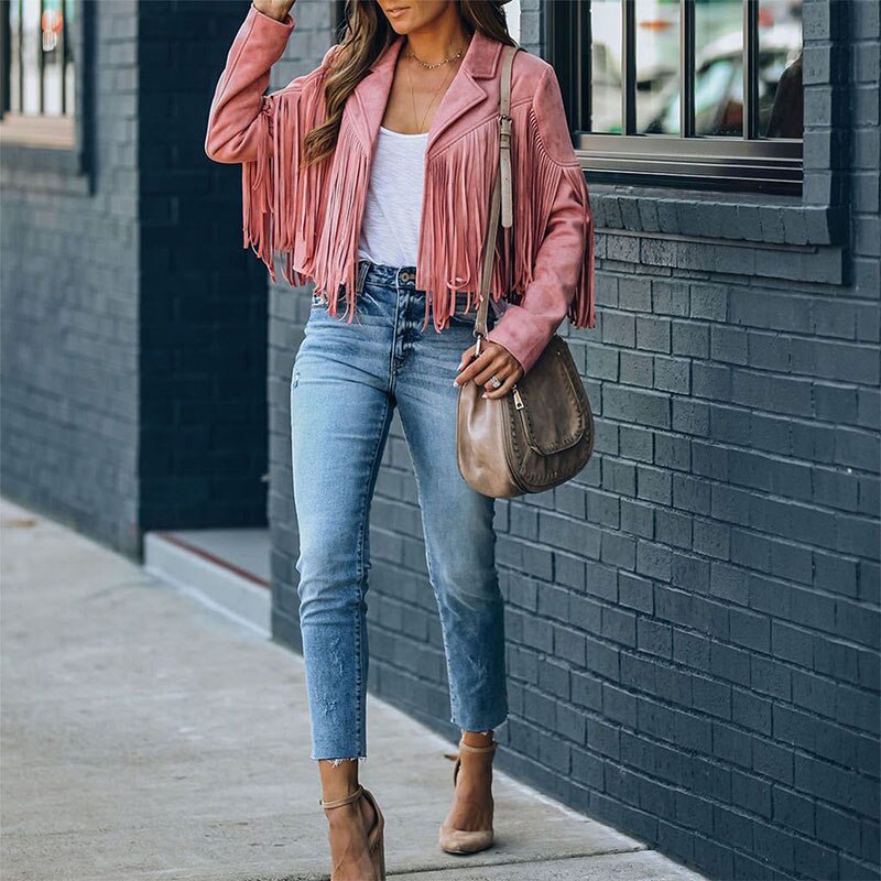 Chic Fringed Suede Women's Jacket - Ava