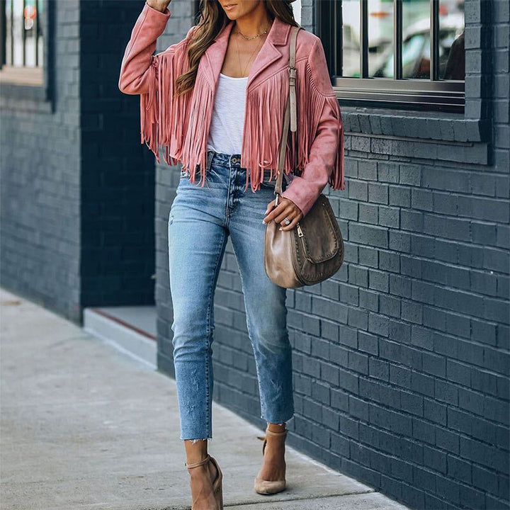 Chic Fringed Suede Women's Jacket - Ava